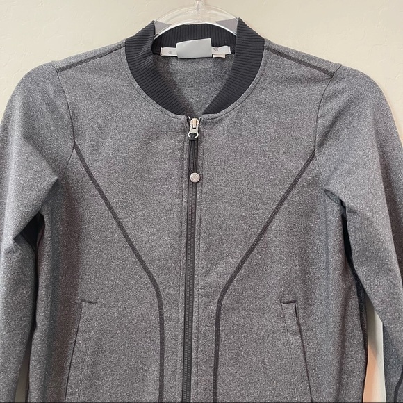 Athleta Bombastic Jersey Bomber Jacket Dark Gray Full-Zip XXS - Picture 2 of 7